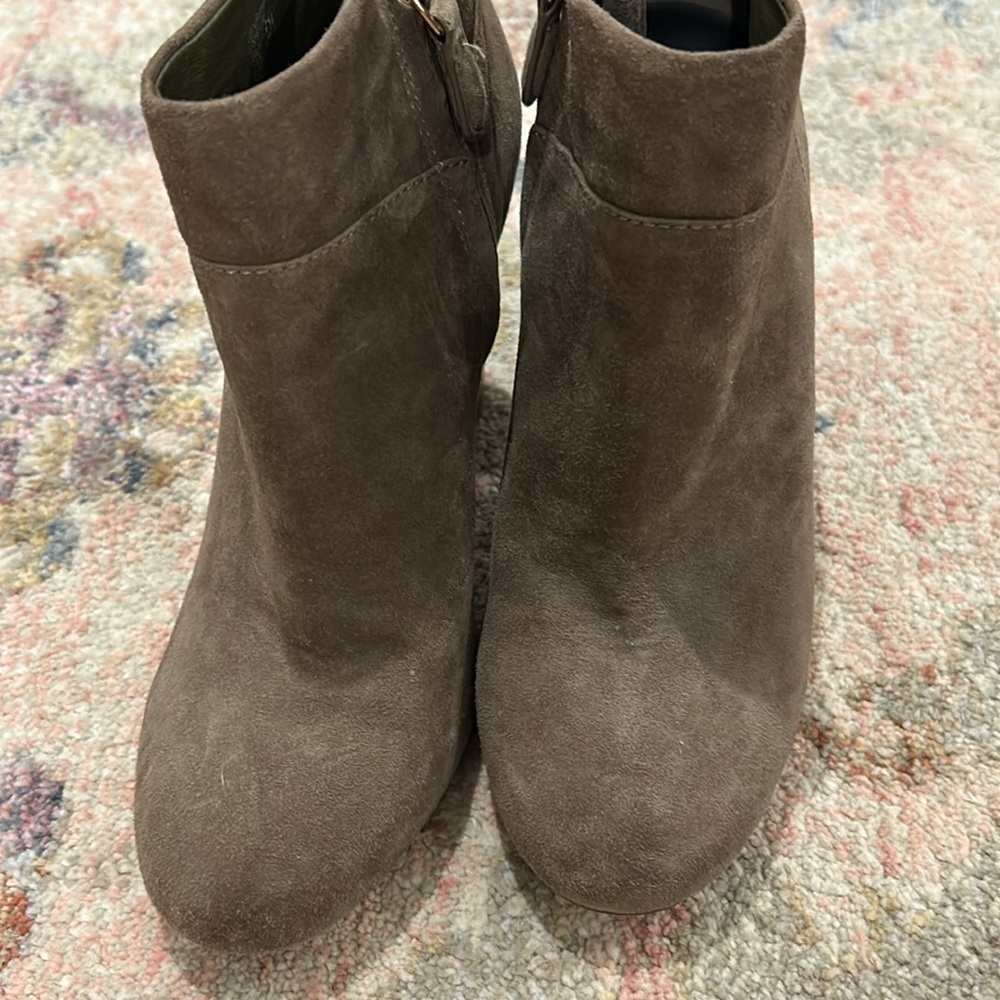 Tory Burch Fulton Booties Boot Ankle Suede Leather Stacked Block Heel Womens 7.5 - Picture 3 of 8